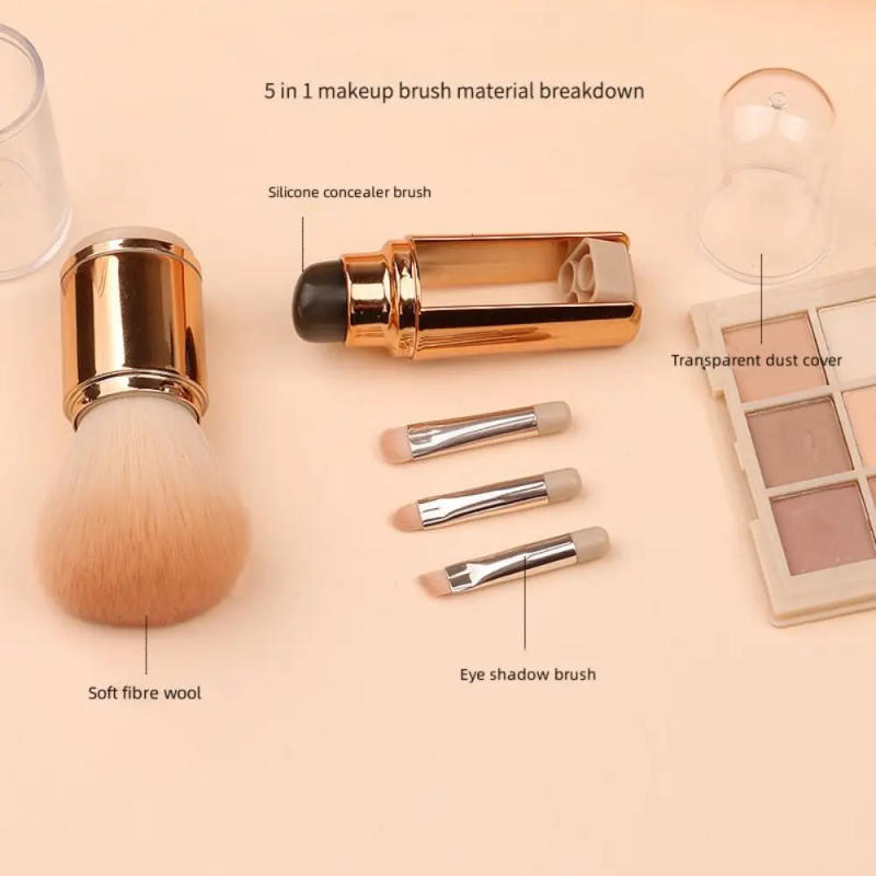 Description Picture 4 of itemEye Shadow Brush Makeup Brush Set Convenient Stretchable 5 in 1 Makeup Brush Set Soft Dustproof Powder Brush Journey