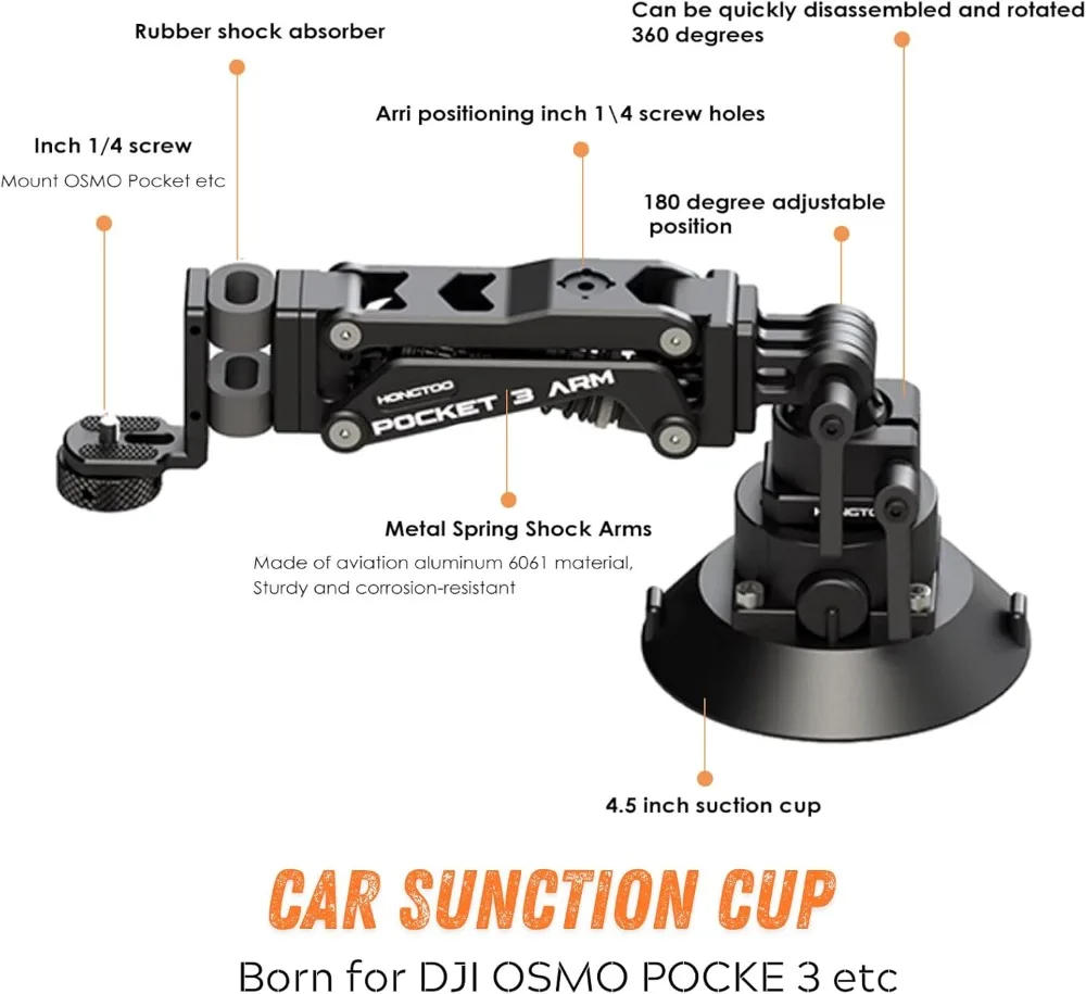 Description Picture 5 of itemHONGTOO PK03 DJI Pocket 3 Car Suction Mount Shock Absorber Arm Z-axis Video Vibration Damper Stabilizer fr DJI POCKET Osmo Gopro
