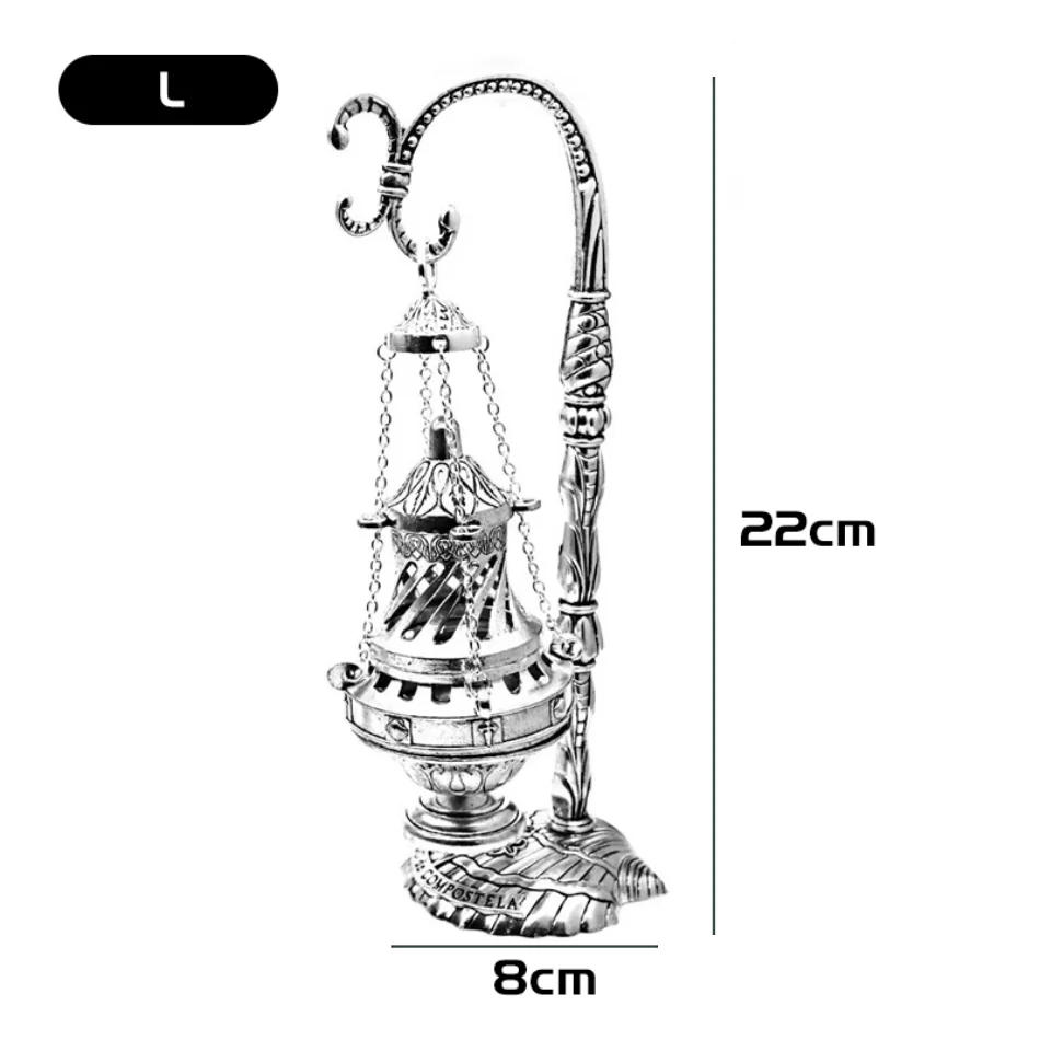 Description Picture 6 of itemS/M/L Antique Carved Incense Burner Cross Decoration Church Hanging Censer Christian Church Household Religious Worship Supplies
