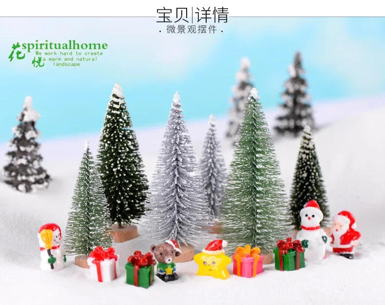 Description Picture 2 of itemNEW 1Pcs Miniature Christmas Tree Small Artificial Sisal Snow Landscape Architecture Trees for Christmas Crafts Tabletop Decor