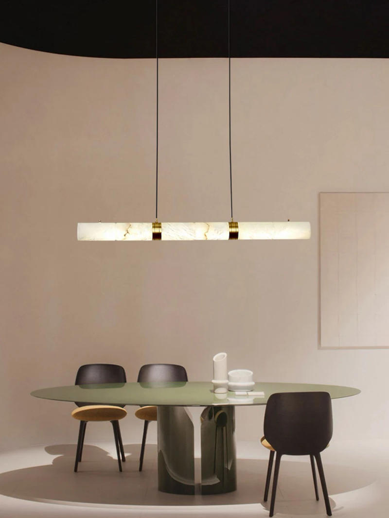 Description Picture 3 of item2024 Trendy Natural Marble Cylinder Dimmable Hanging Lamps LED Chandelier Lighting Suspension Luminaire Lampen For Dinning Room