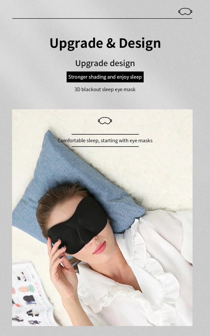 Description Picture 2 of item3D Sleeping Eye Mask Travel Rest Aid Eye Cover Patch Paded Soft Sleeping Mask Blindfold Eye Relax Massager