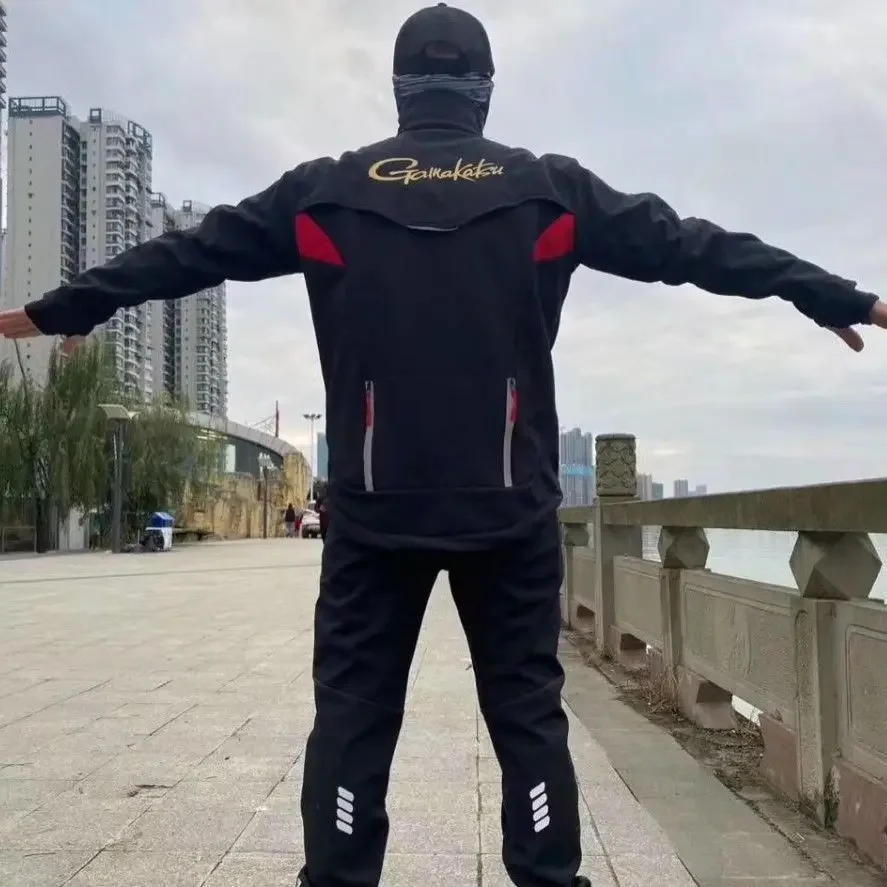 Description Picture 6 of itemNew Autumn Winter GM Fishing Clothing Set Men Mountaineering Fleece Warm Waterproof Breathable Fishing Jacket Pants Set