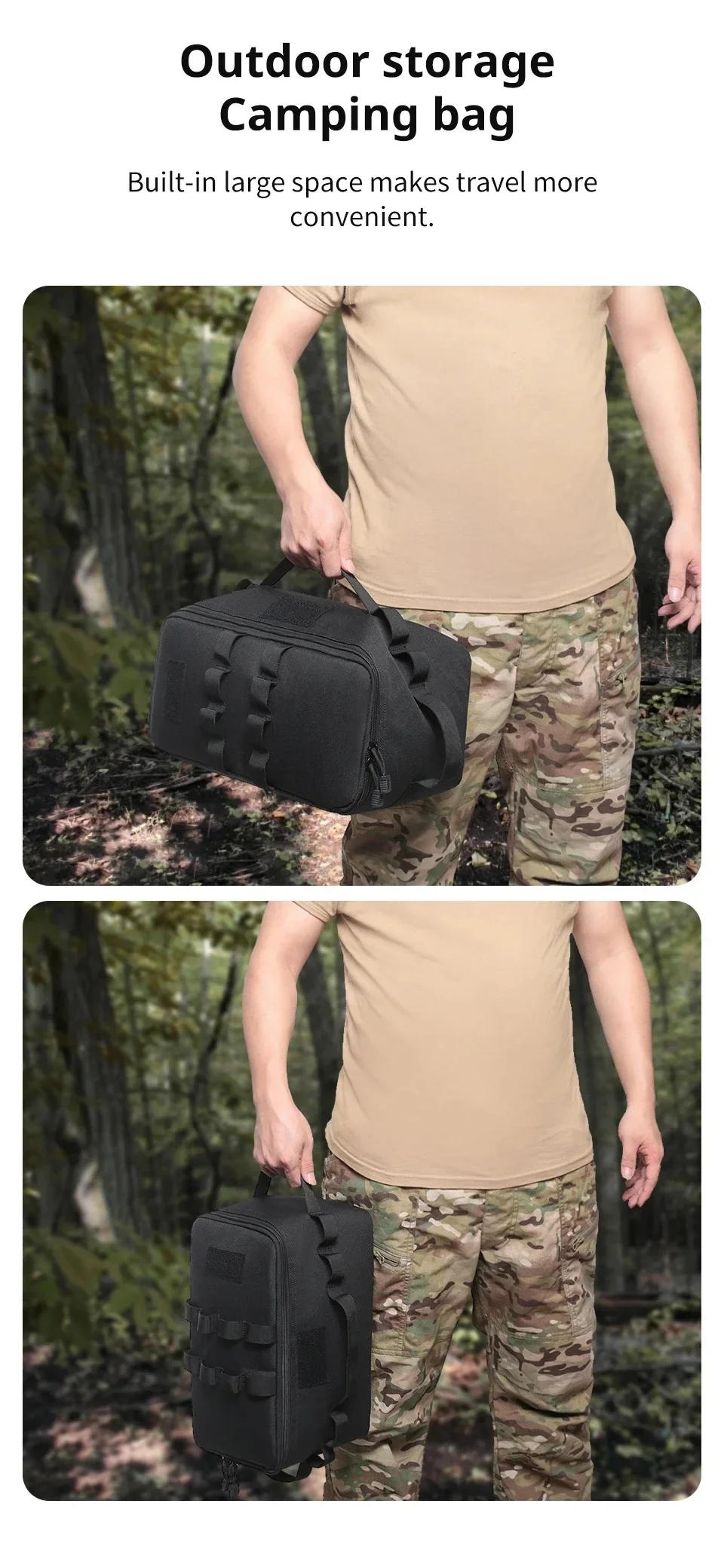 Description Picture 2 of itemOutdoor Large Capacity Camping Gas Tank Storage Bag Ground Nail Tool Bag Gas Canister Picnic Cookware Utensils Kit Bag