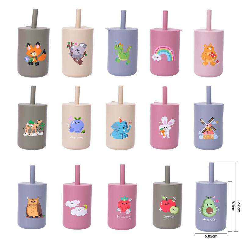 Description Picture 6 of itemTYRY.HU Baby Feeding Straw Cup Baby Cartoon Learning Feeding Cup Food Grade Silicone Toddler Water Bottle Tableware BPA Free