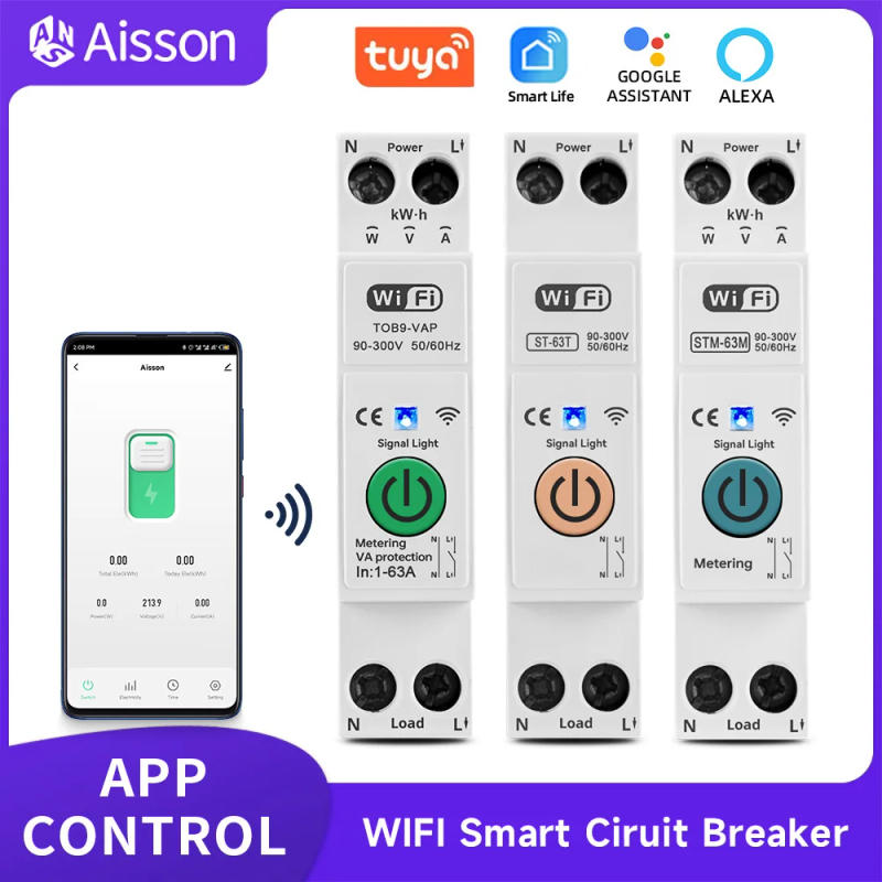 Description Picture 3 of itemTUYA WIFI Smart Switch Circuit Breaker 63A 1P Power Metering Monitoring Timer Relay for Smart Home wireless Remote Control
