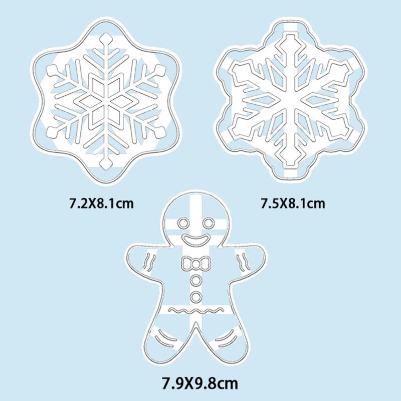 Description Picture 2 of itemChristmas Cookie Cutter Xmas Snowflakes Santa Claus Fondant Biscuit Embossing Mold DIY Plastic Pastry Baking Mould Kitchen Tools