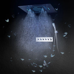 Concealed Thermostatic Shower System LED Ceiling Rain Shower Head Bathroom Showers Faucet Multi-Function Hidden Smart Mixer Tap
