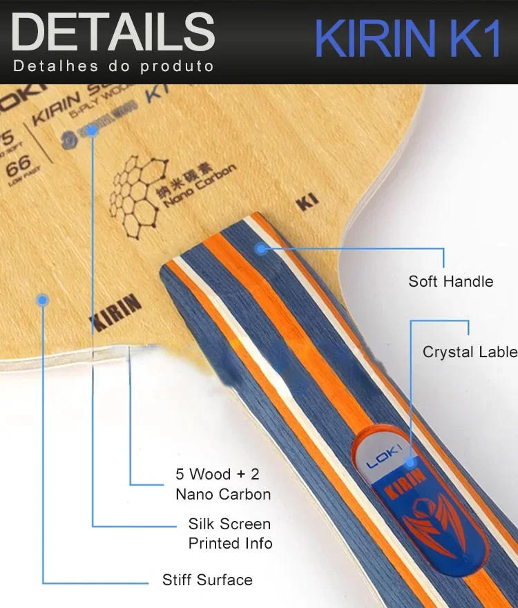 Description Picture 6 of itemOriginal LOKI Kirin K3 Table Tennis Blade Offensive Entry Ping Pong Blade 5+2 Layers Base Board FL Grip Loki Blade Rackets