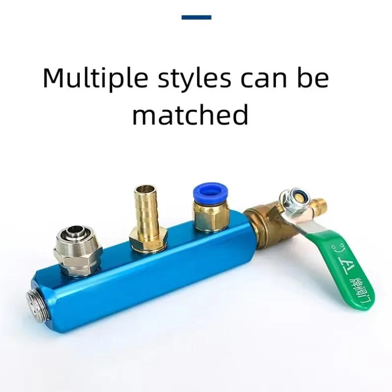 Description Picture 4 of itemAir Manifold Distributor 1/4" PT Thread Port 2 3 4 5 6 7 8 9 Way Pneumatic Quick Plug In Connector Hose Aluminum Block Splitter