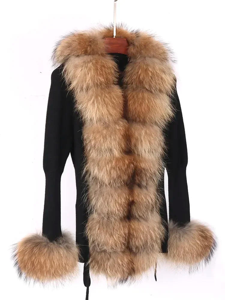 Description Picture 3 of itemHot Sales Lady Knitwear Autumn Winter Sweater Women Real Fox Fur Coat Knitted Cardigans with Natural Fur Fashion Streetwear