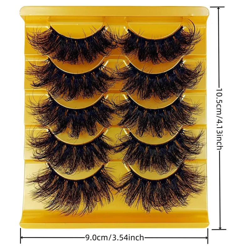 Description Picture 5 of item5 Pairs Faux Mink Lashes Dramatic Volume Thick Lashes Fluffy Long Lasting Wispy Natural False Eyelashes