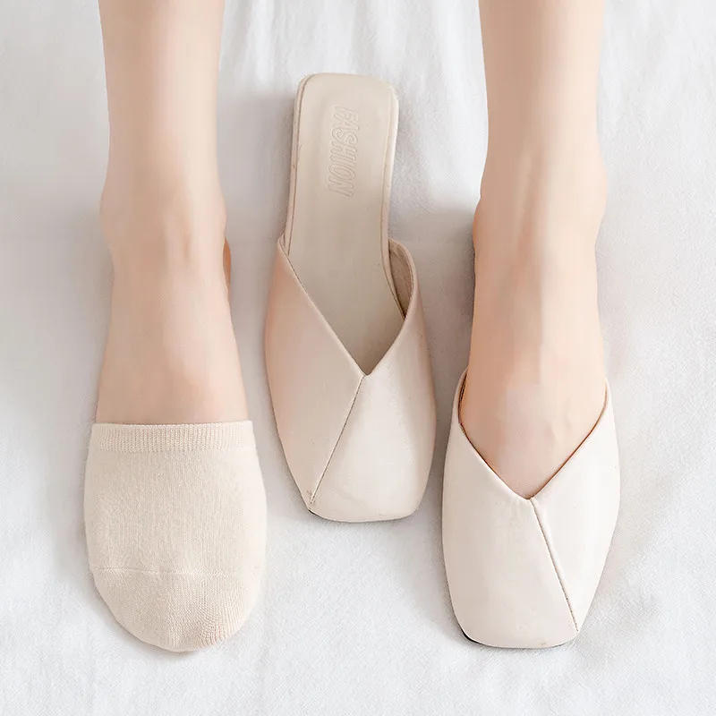 Description Picture 5 of itemSolid Color Forefoot Half Socks for Women Summer Cotton Sock Slippers Breathable Invisible Silicone Non Slip Casual Simple Socks