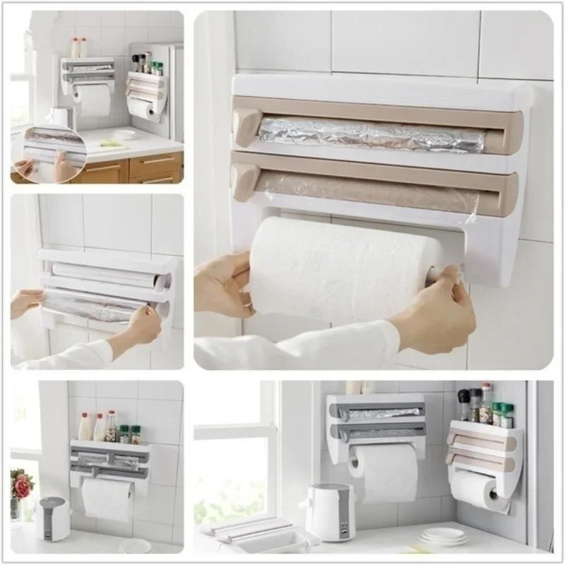 Description Picture 3 of itemKitchen Cling Film Tissue Holder Sliding Knife Cutter Aluminum Foil Barbecue Paper Cutting Box Household Towel Storage Racks