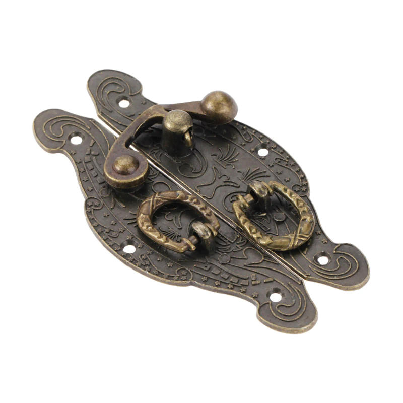 Description Picture 4 of item1Set Antique Box Latch Hasp Vintage Wooden Gift Box Toggle Lock Alloy Buckle Latch Hook Furniture Hardware Zinc Alloy with Screw