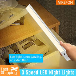 LED Motion Sensor Light Night Light Wireless USB Under Cabinet Light For Kitchen Cabinet Bedroom Wardrobe Sensor Indoor Lighting