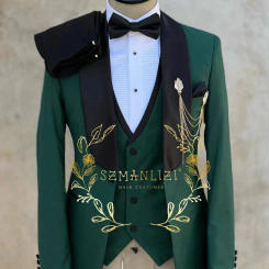 2023 Tailor-Made Dark Green Wedding Men Suit Slim Fit Tuxedo 3 Pieces Suits Groom Prom Blazer Sets Terno Masculino Suit