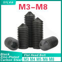 10/ 20/ 50pcs M3 M4 M5 M6 M8 Black Carbon Steel Hypotenuse Flat Head Hex Socket Drive Screw Down Side Furniture Screws