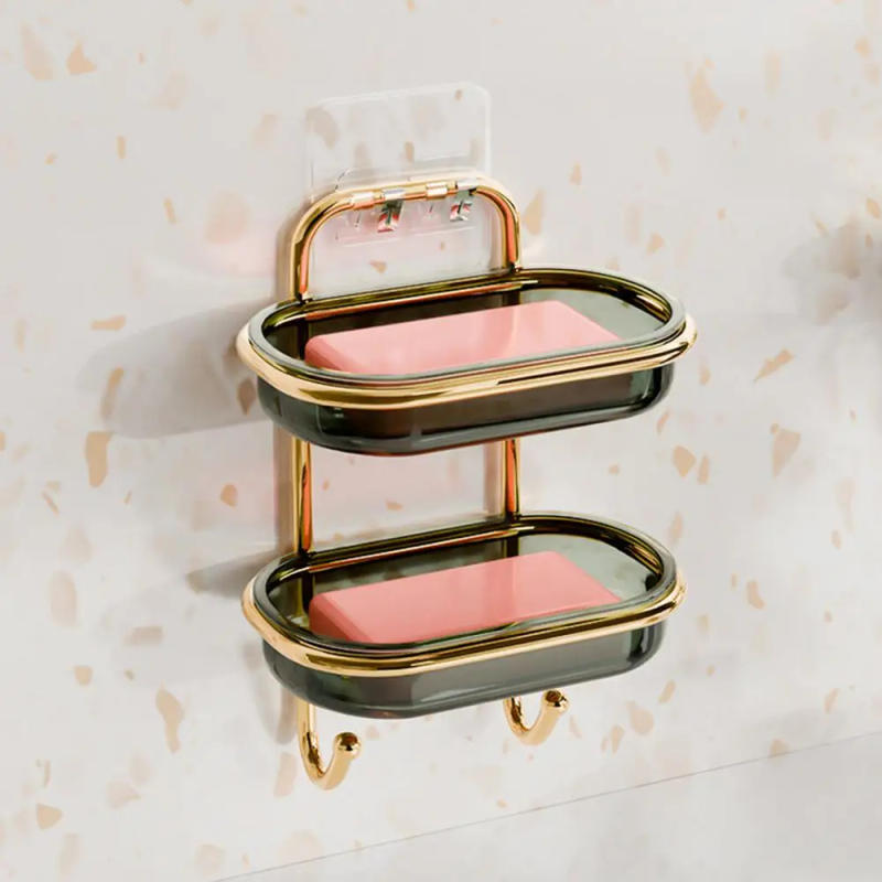 Description Picture 4 of itemWall Mount Soap Dish Adhesive Soap Box Easy Drainage Soap Tray Sponge Rack For Bathtub Kitchen Sink Bathroom Accessories