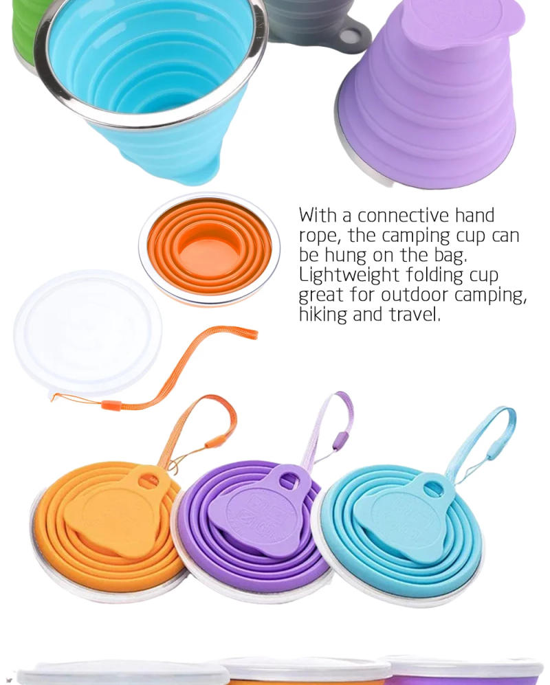 Description Picture 6 of itemSilicone Collapsible Travel Cup 270ml BPA FREE Folding Camping Cup with Lid Reusable Expandable Drinkware for Outdoor Hiking