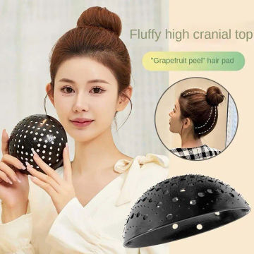 1pc Pomelo Skin High Skull Top Black Invisible Hair A Aaised The Back Flat Shaped A , Of He On The Ball With Round Pad, Q5j8