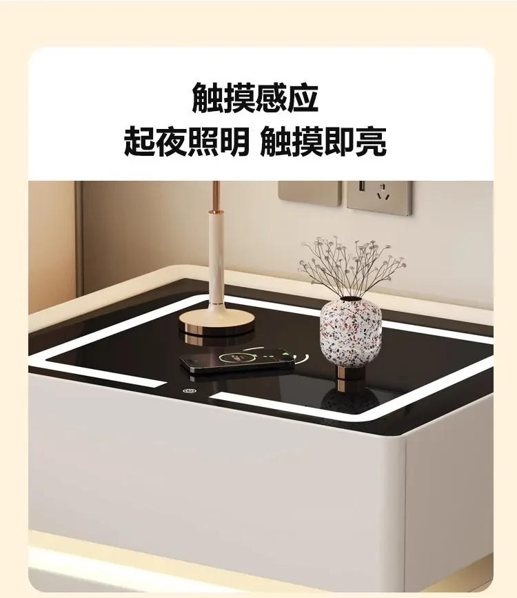 Description Picture 4 of itemSolid Wood Intelligent Bedside Table Light USB Charging Password Lock Nightstands for Bedroom Functional Bedside Cabinet Storage