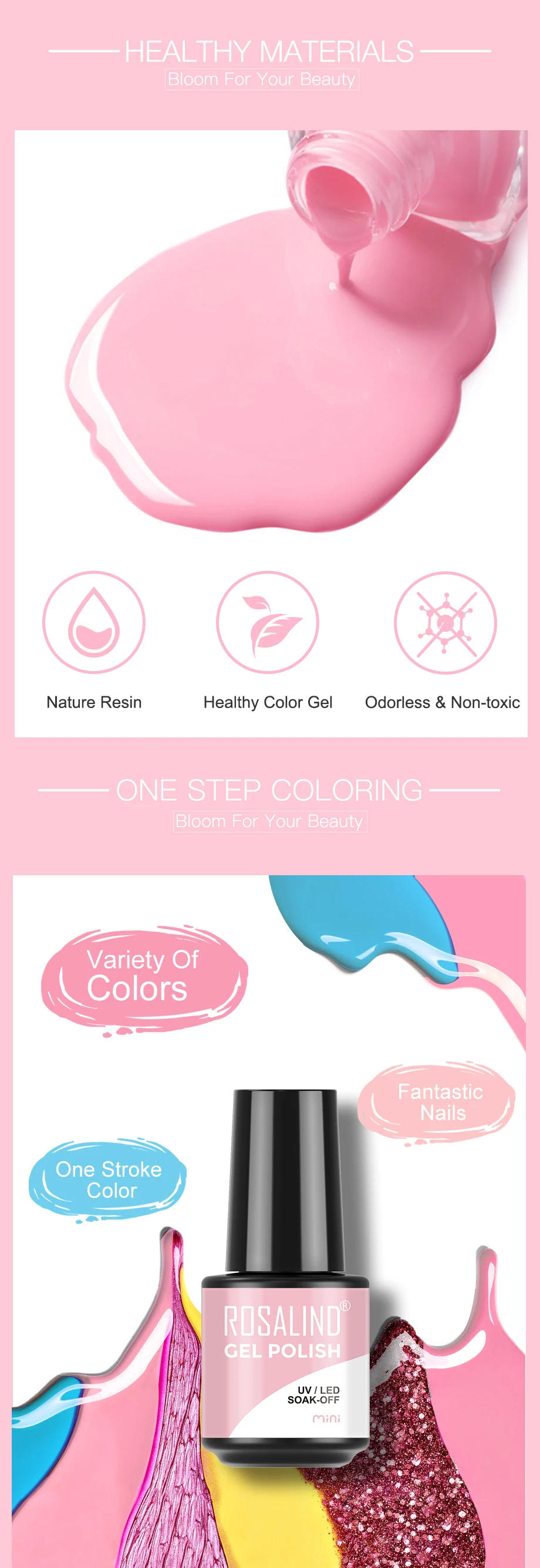 Description Picture 3 of itemROSALIND Cat Eyes Nail Gel Set Nail Polish Hybrid Varnish Glitter UV GEl Semi Permanent Soak Off Base Top Coat Multicolor PCS