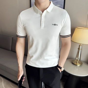 Korean Embroidered Polo Shirt for Men Summer Short Sleeve T-shirts High-quality Casual Business POLO Tee Tops Men Clothing M-4XL