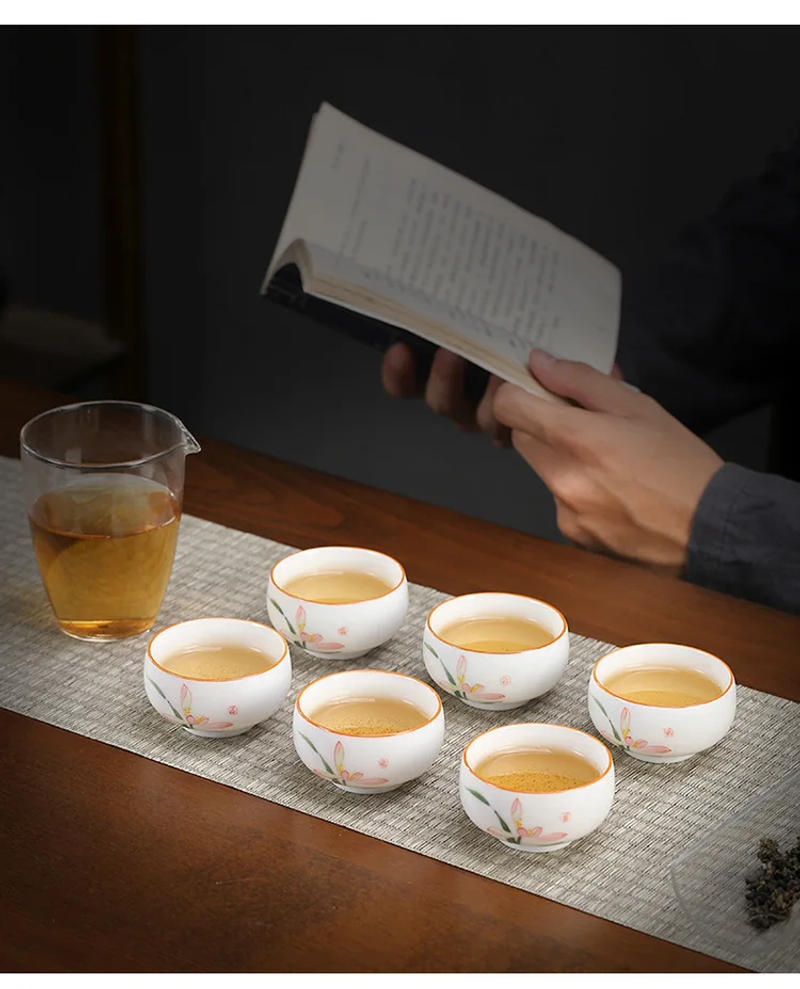 Description Picture 6 of itemHand Drawn Sweet White Porcelain Tea Cup, High-end Kung Fu Tea Set, Handmade Tea Cup, Ceramic Single Cup, Master Cup