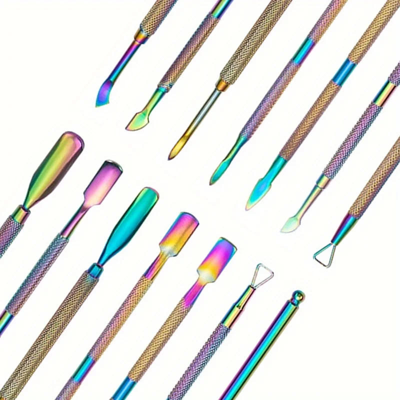 Description Picture 3 of itemMulticolor Double-ended Stainless Steel Cuticle Pusher Dead Skin Push Remover For Pedicure Manicure Nail Art Cleaner Care Tools
