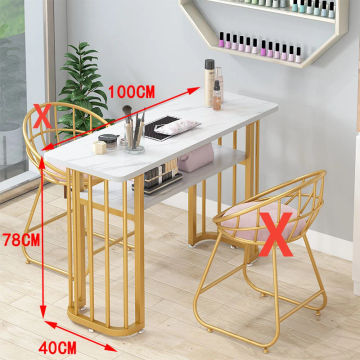 Nordic fashion simple and generous imitation marble pattern nail table chair set wrought iron single double triple nail table