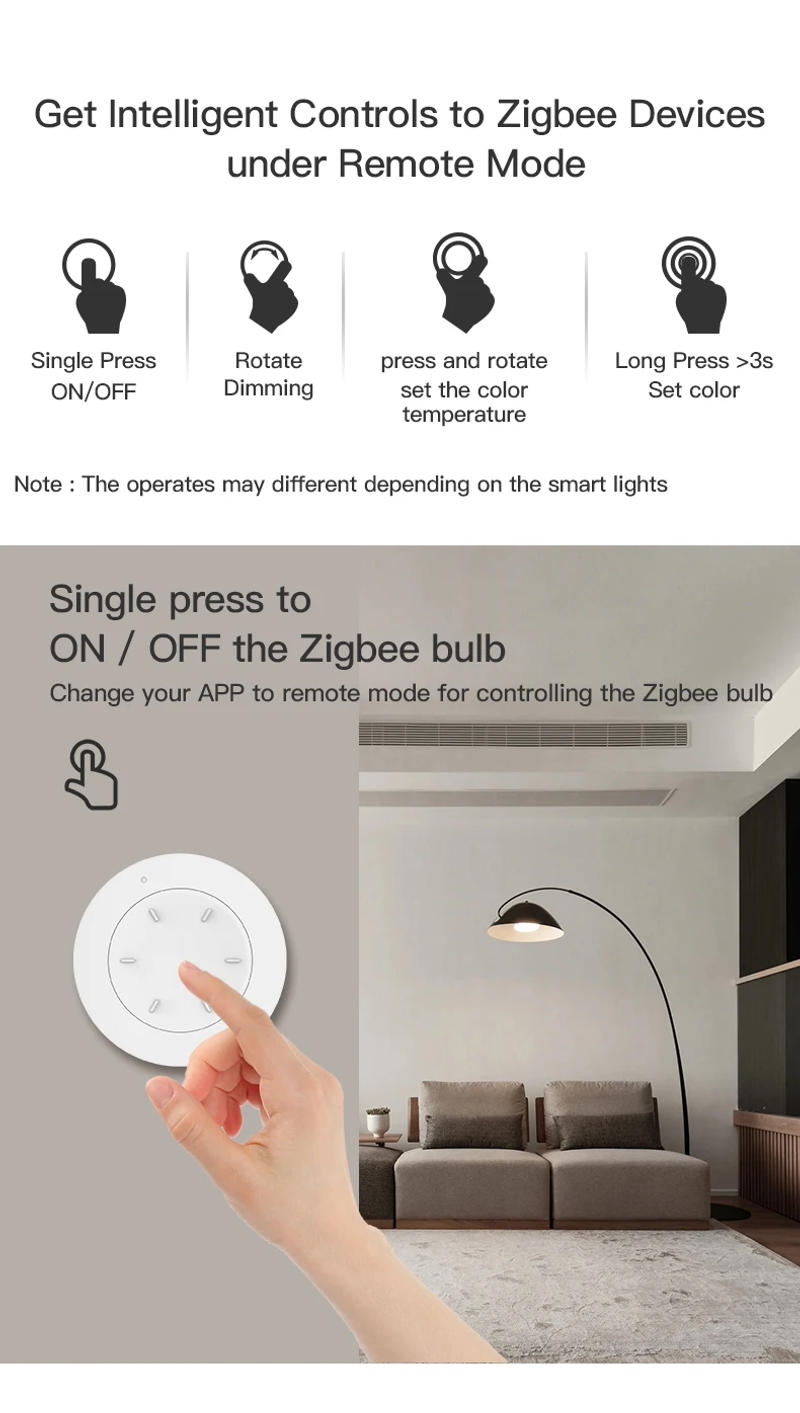 Description Picture 6 of itemTuya ZigBee Smart Knob Switch Dimmer Removeable Wireless Scene Linkage Push Button Light Automation Scenarion Remote Panel