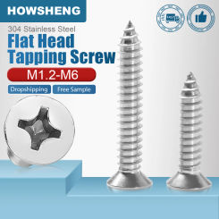 HOWSHENG 5-100pcs Cross Flat Head Self Tapping Screw M1.2 M2 M3 M3.5 M4 M5 Stainless Steel Phillips Screw for Household
