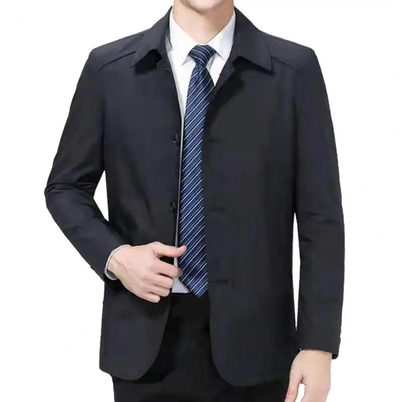 Description Picture 3 of itemFashionable Men Jacket Men's Spring Autumn Business Suit Casual Coat with Long Sleeve Turn-down Collar Single Breasted for Work
