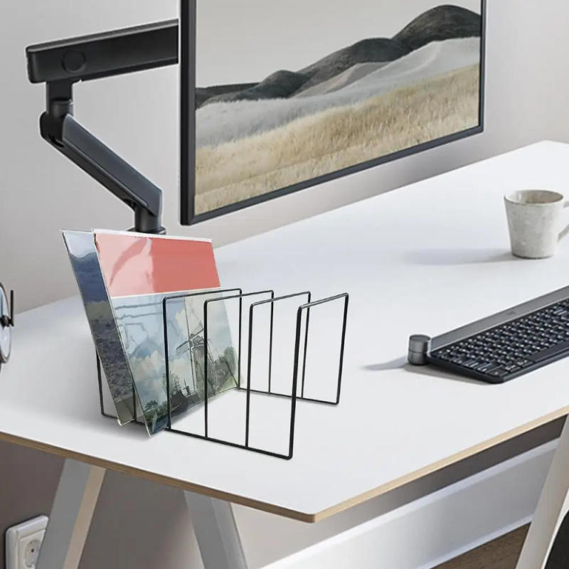 Description Picture 4 of itemVinyl Record Storage Black Iron Book Organizer Rack Newspaper Holder Photography Props For Offices Home Vinyl Records Books