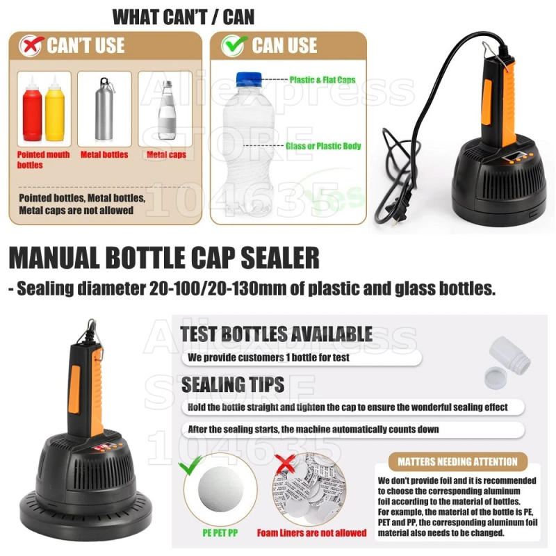 Description Picture 2 of itemProtable Handheld Induction Sealer Electromagnetic Bottle Sealing Machine Aluminum Foil Plastic Cap Lid Seal Can Pack Equipment