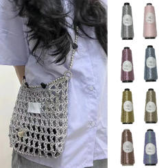 100g/roll Gold Silver Silk Thread Diy Crochet Knitted Bag Clothes Patchwork Woven Yarn Sewing Supplies Machine Embroidery Thread