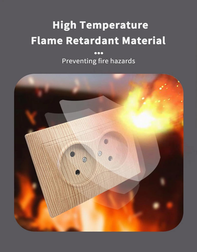 Description Picture 6 of itemWESA Wood Power Socket European Standard Wall Socket Electrical Outlett Not Ground Embedded Plug Flame Retardant Plastic Panel