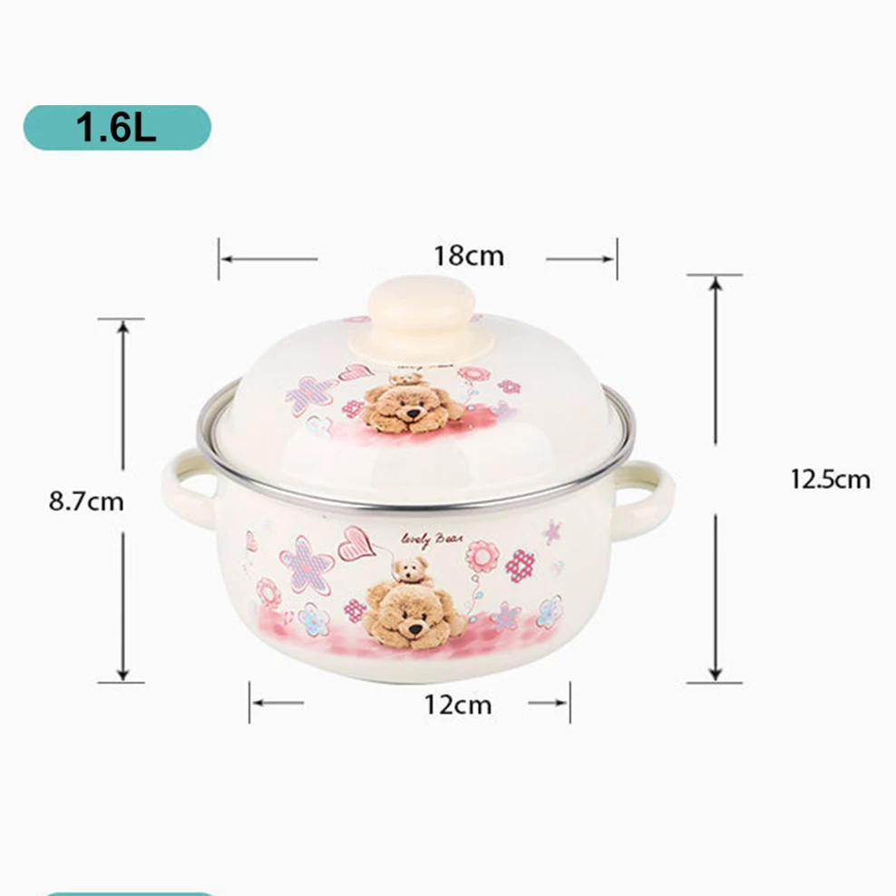 Description Picture 4 of item7 Inches Thicken Double Ears Stew Pot 1.5L Porcelain Enameled Soup Bowl With Lid Instant Noodle Bowl Induction Cooker Pot