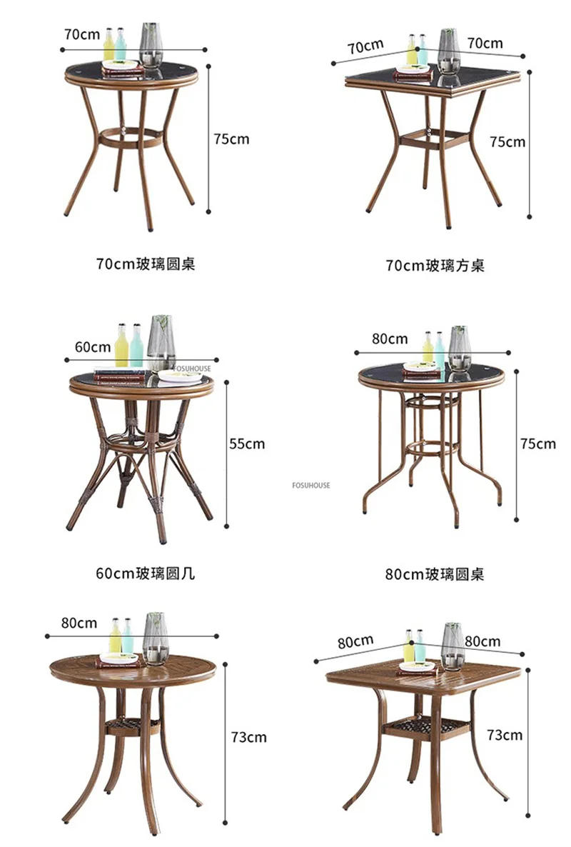 Description Picture 3 of itemOutdoor Patio Table and Chairs Set modern Light Luxury Leisure Small coffee table Rattan Chair Household Garden Furniture set Z