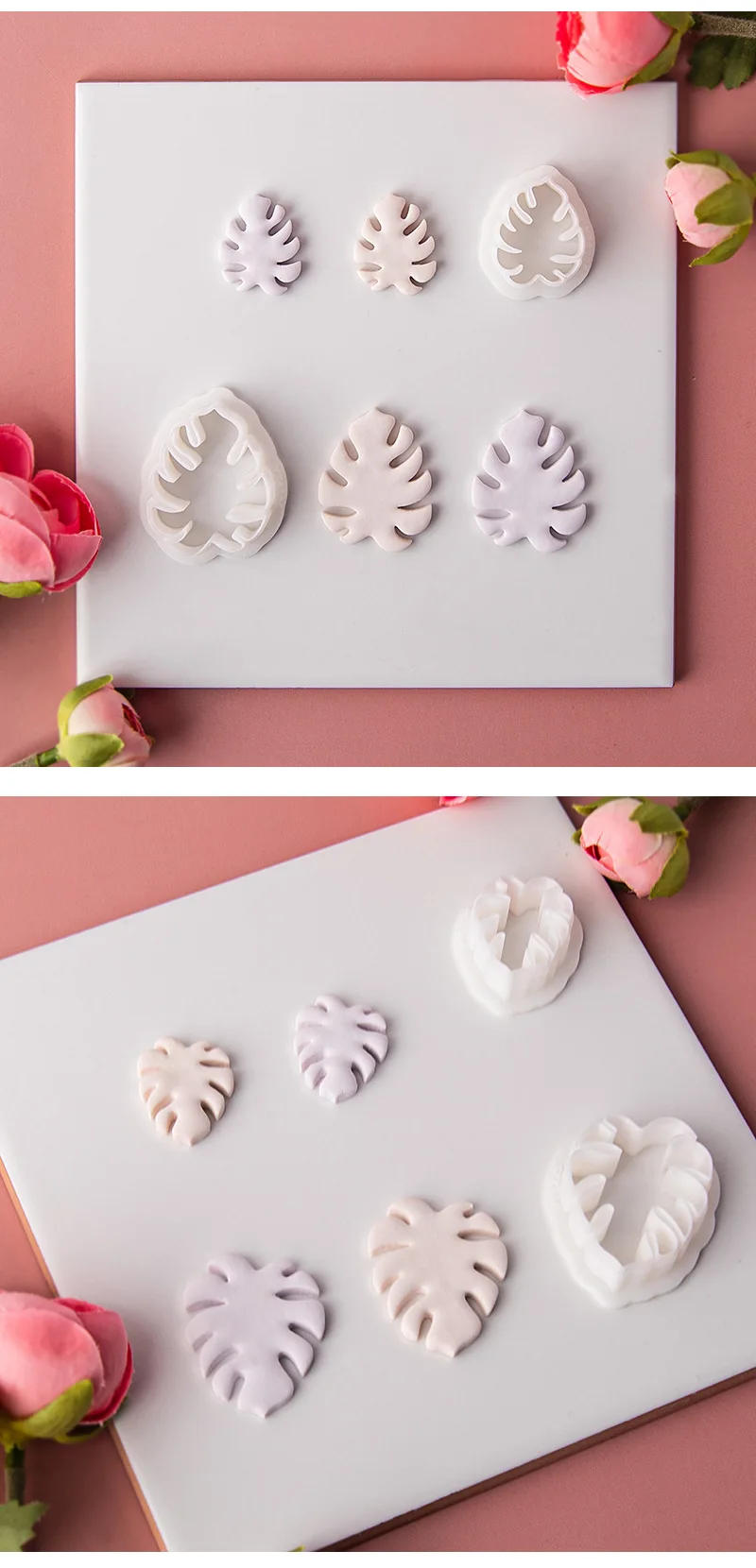 Description Picture 6 of itemCreative Monstera Leaf Shaped Soft Ceramic Earrings Clay Molds Plant Leaf Cutting Molds For DIY Jewelry Decoration Hand Tools