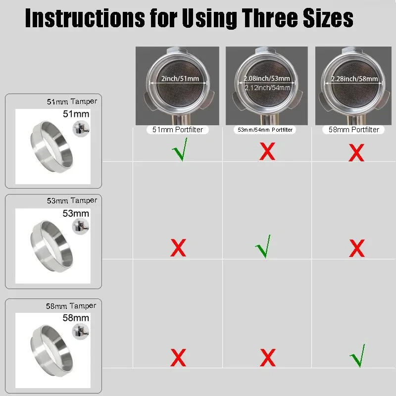 Description Picture 6 of item1PC 51/53/58mm Espresso Dosing Funnel Magnetic Aluminum Coffee Filter Ring Compatible Portafilter For Brewing Coffee Powder Tool