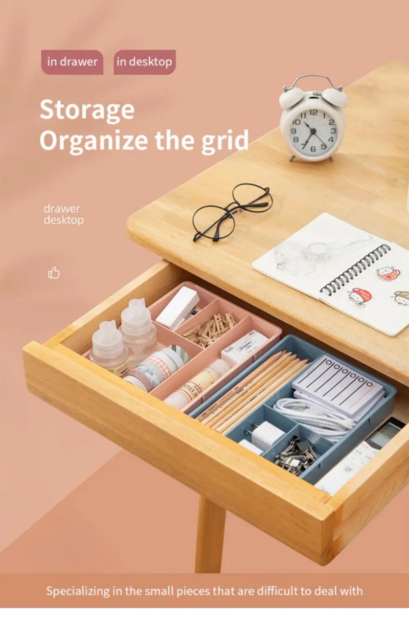 Description Picture 2 of itemDesk Drawer Organizer Stackable Multi-cell Storage Box Tray Dressing Table Jewelry Organizer Makeup Organizer for Home Office