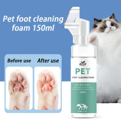 150ML Dog Paw Washing Foam Rinse-free Deep Cleaner Foam Cat Paw Foot Care Silicone Brush Universal Cleaning Dogs Cats Grooming