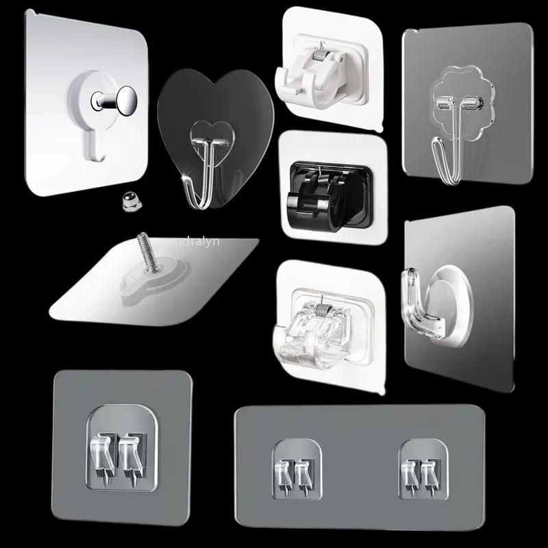 Description Picture 2 of itemMulti-Purpose Transparent Hook Double-sided Adhesive Wall Hooks Waterproof Clothes Hats Towel Hooks Kitchen Bath Door Hooks