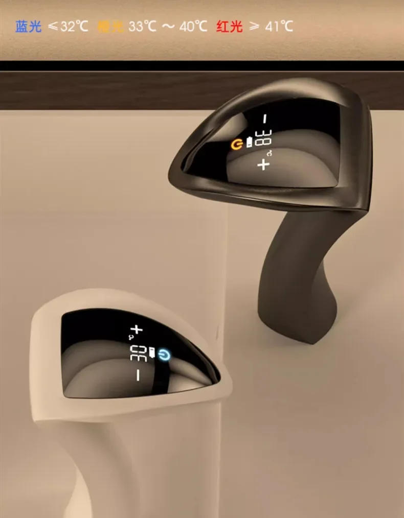 Description Picture 6 of itemNew Intelligent Digital Display Sensor Basin Faucet Hot and Cold Water Mixer Wall Mounted Bathroom Brass Washbasin Vanity