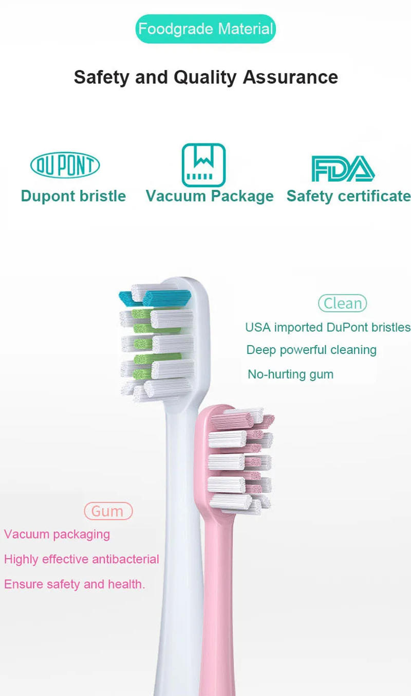 Description Picture 4 of itemReplacement Brush Heads For Xiaomi SOOCAS X3 X5 X3U X1 V1 V2 SOOCARE Head Bristle Sonic Electric Nozzles with Anti-dust Cap