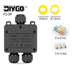 IP68 Waterproof 3 Way Electrical Cable Wire Connectors LED outdoor junction box Line Protection for Wiring Accessories