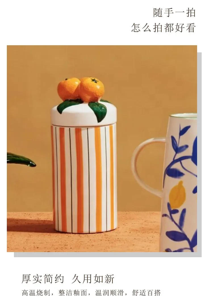 Description Picture 6 of itemCeramic Storage Jar Color Geometry Cartoon Casket Storage Tank Desktop Storage Container Flower Vase Candy Jar Jewelry Box