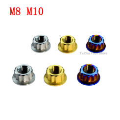 1Pcs Titanium Nuts Double Hex Flange 12 Point Nut M8 M10 Flange Nut For Motorcycle Modification